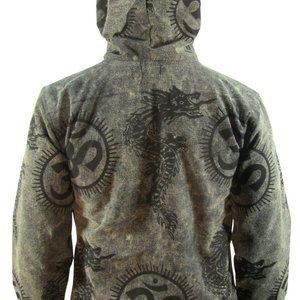 Hippie Boho Vintage Retro Cotton Om Dragon Fleece